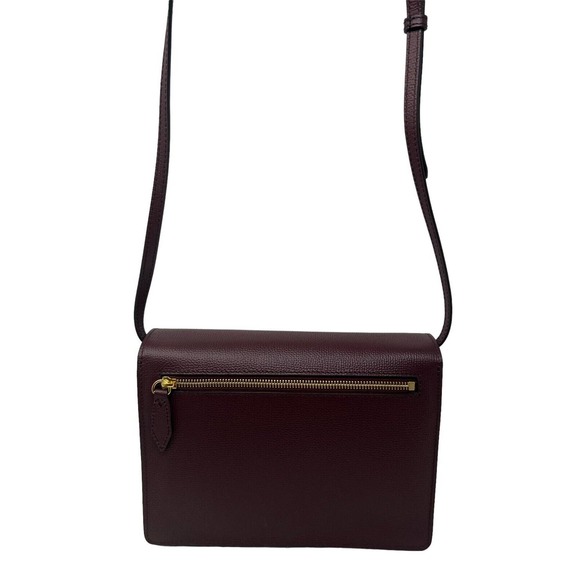 NWT Burberry Small Macken House Check Derby Leather Cross Body Bag Mahogany Red - Picture 3 of 6